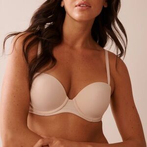 La Vie En Rose Push-Up Strapless & Full Beige Underwire Bra SZ. 36C